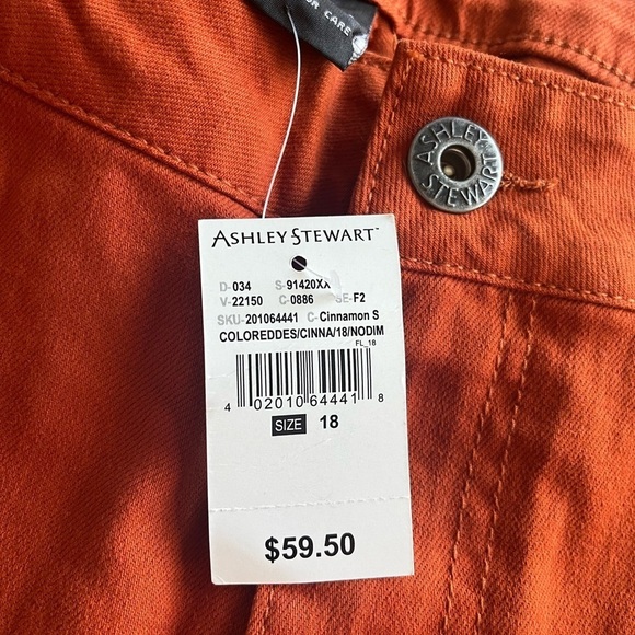 Ashley Stewart Orange Straight Leg Jeans Distressed Size 18 - Picture 4 of 10